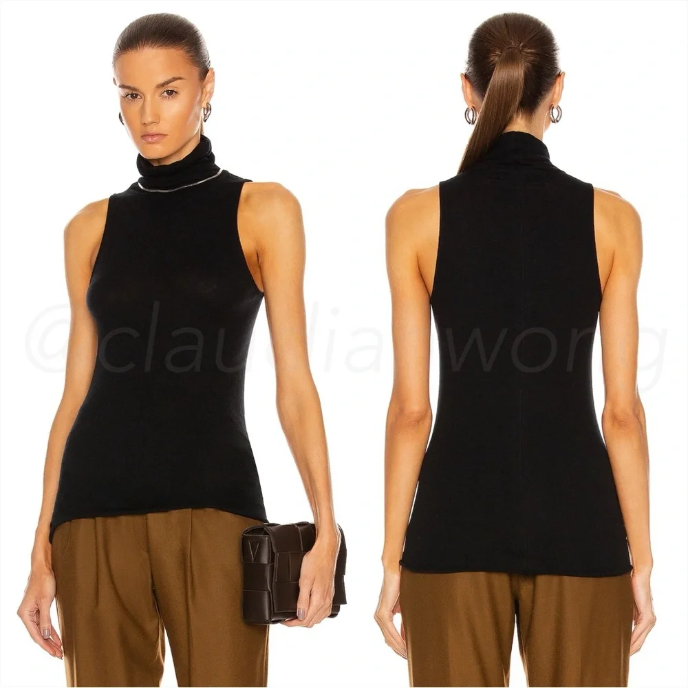 ENZA COSTA Cashmere Halter Turtleneck in Black